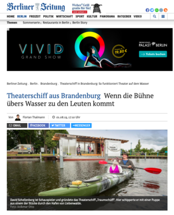 Berliner Zeitung – Theaterschiff aus Brandenburg: wenn die Bühne über’s Wasser zu den Leuten kommt