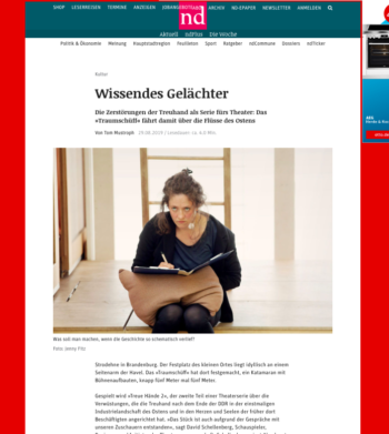 Bildschirmfoto des Artikels "Wissendes Gelächter", Neues Deutschland, 29.08.2019