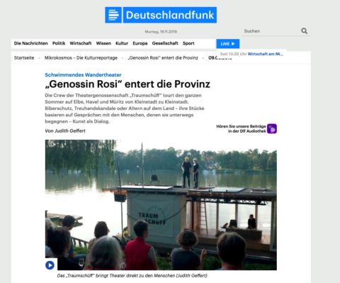 Bildschirmfoto des Beitrages ""Genossin Rosi" entert die Provinz" (Kulturreportage. 43 Min.), Deutschlandfunk, 09.08.2019